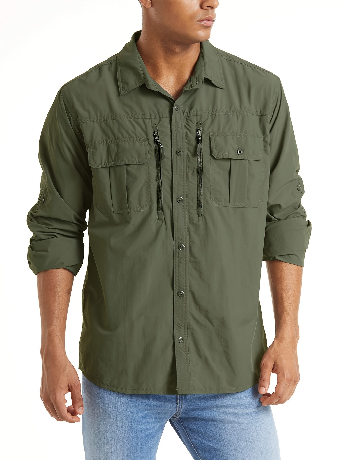 Men's Outdoor Quick Dry Shirts Long Sleeve Button