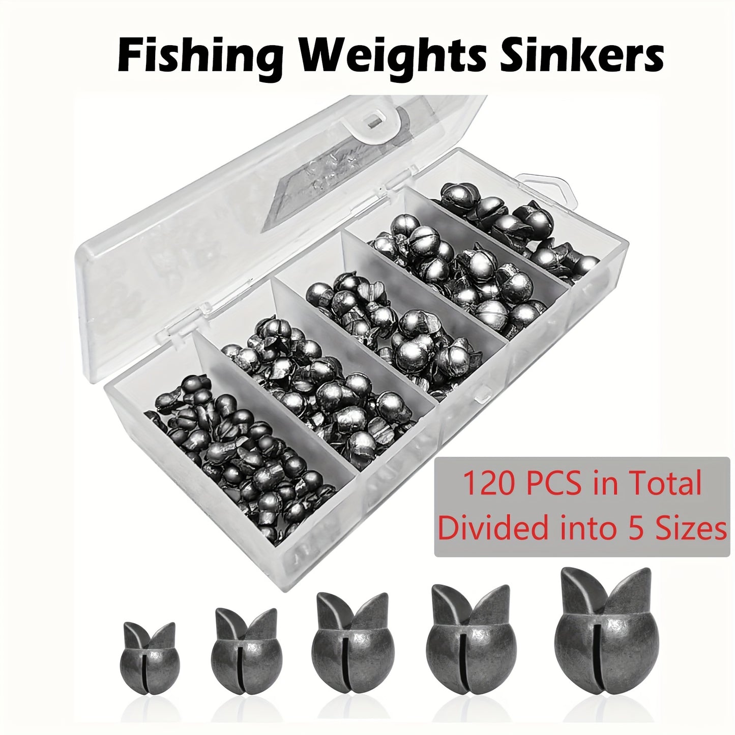 120PCS Fishing Weights Sinkers - Split Shot Fishing Weights Sinkers