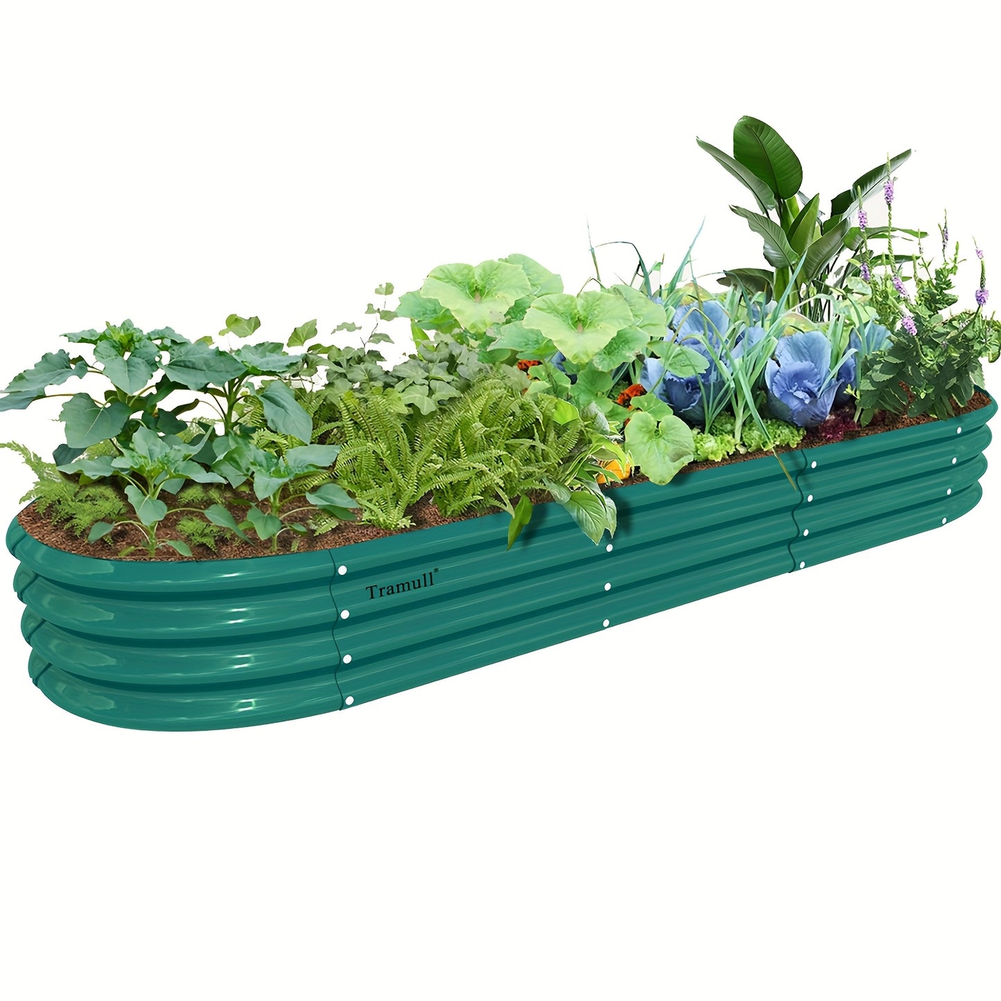 1pc Tramull 12x2x1ft Galvanized Metal Raised Garden Bed Kit - Oval, Anti-Rust Outdoor Planter Box