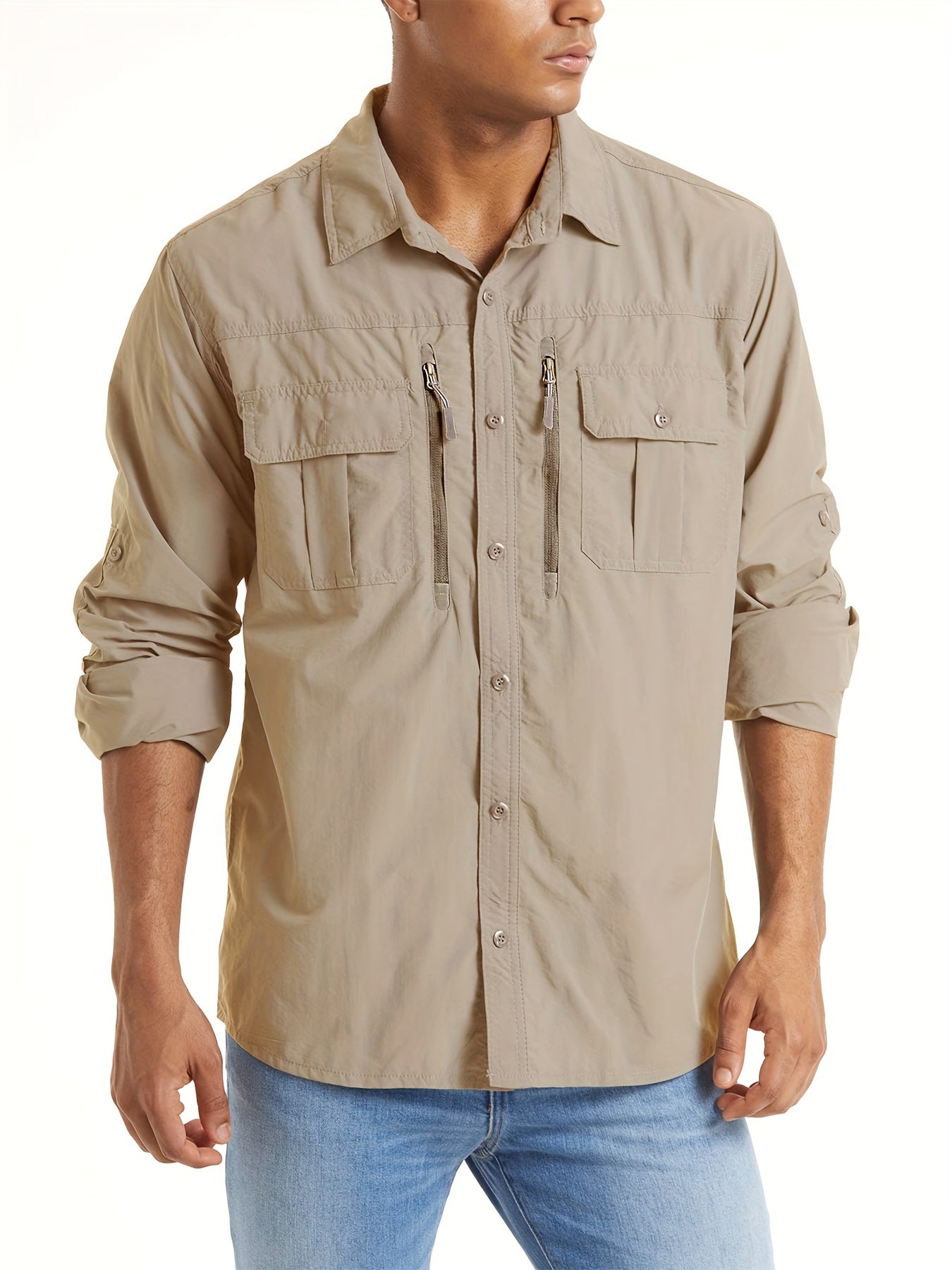 Men's Outdoor Quick Dry Shirts Long Sleeve Button