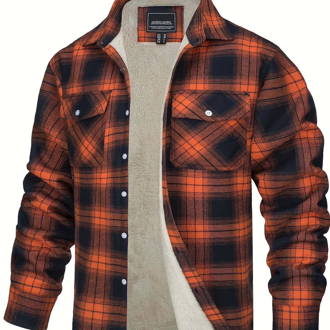 Men's Winter Shirt Jacket, Thick Warm Multifunctional Pocket Design