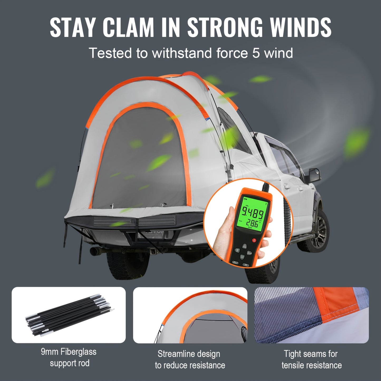 2 Person Waterproof PU2000mm Double Layer Pickup Truck Tent 2.0, Portable Truck Bed Tent With Rainfly