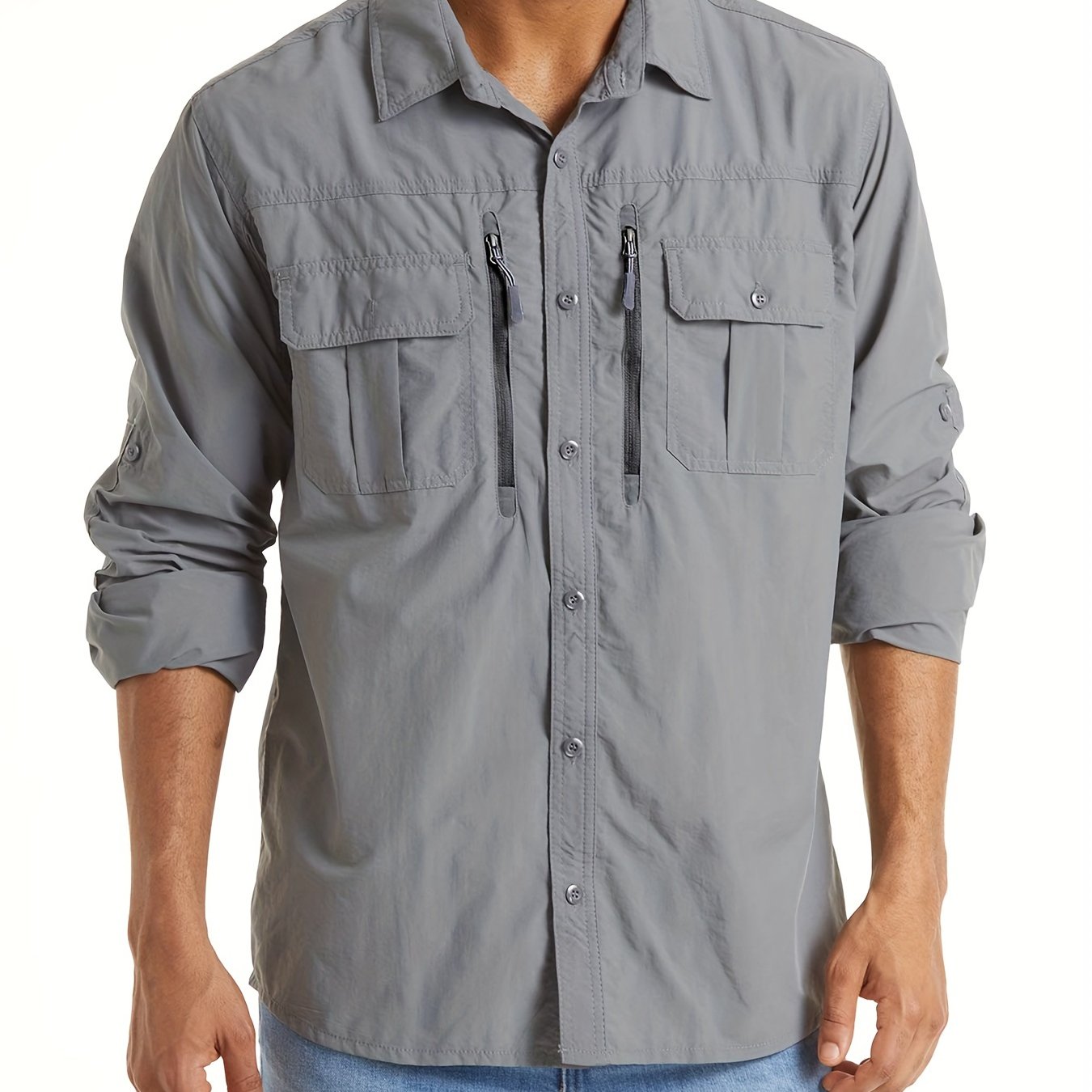 Men's Outdoor Quick Dry Shirts Long Sleeve Button