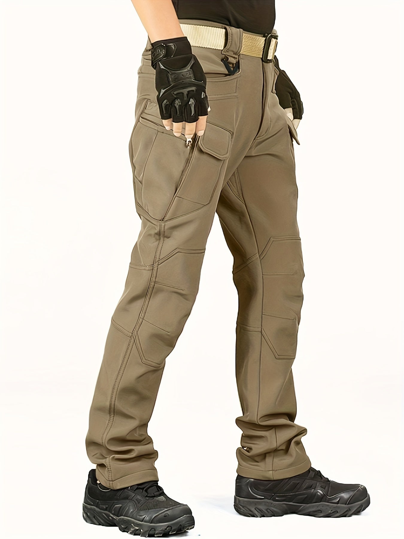 Trendy Thermal Cargo Pants, Men's Multi Flap Pocket Trousers