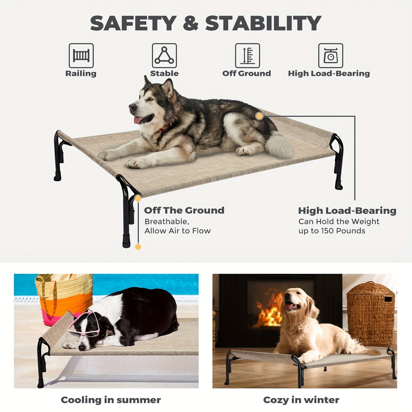 Elevated Dog Bed, Suitable For Large Dogs
