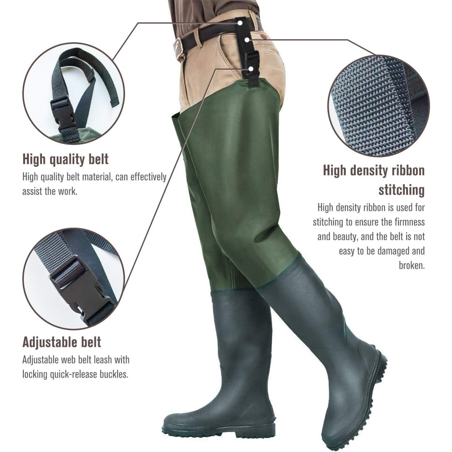 Pair Vintage Style Hip Waders, 9 Lightweight Fishing Boots