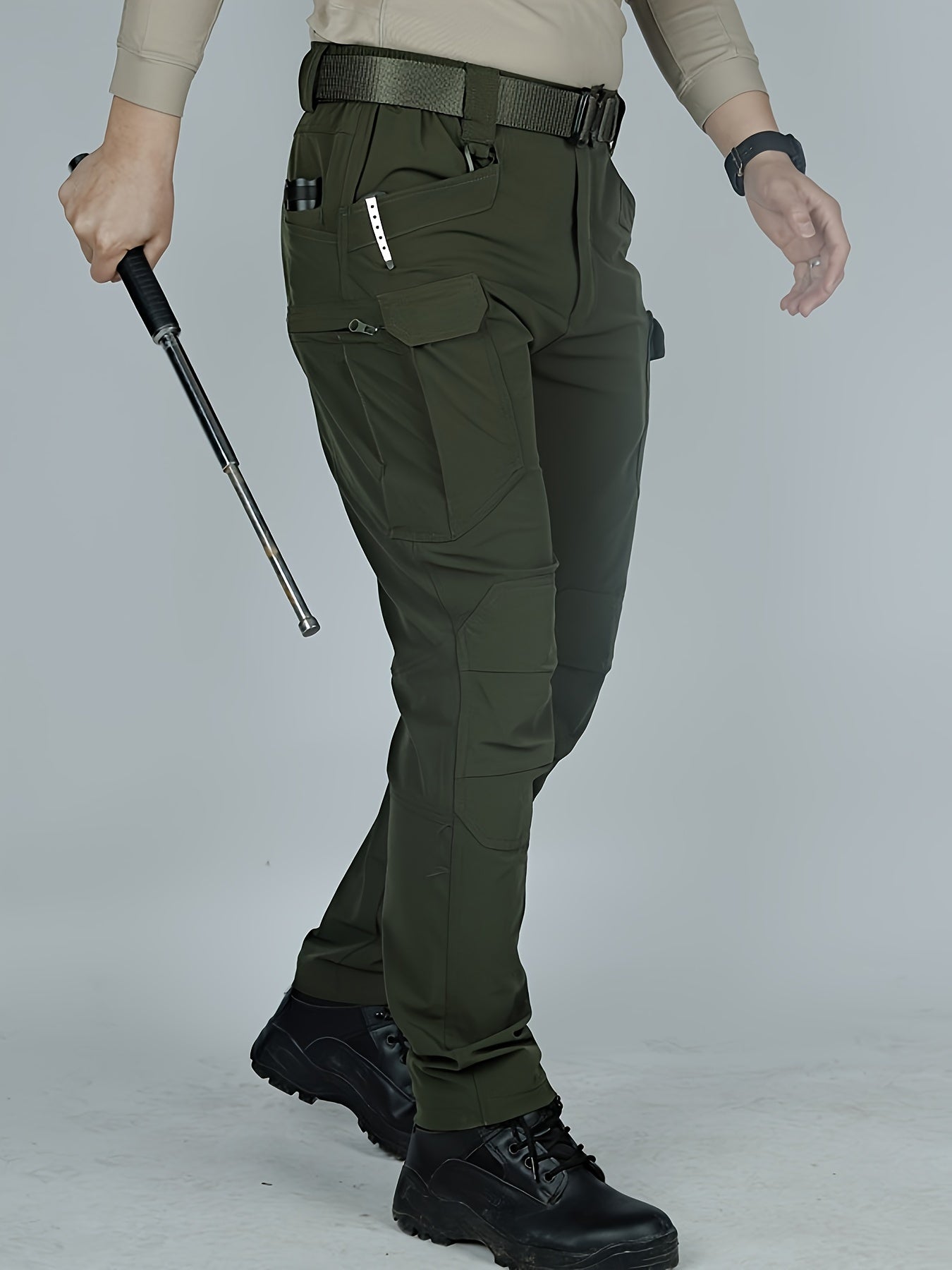 Men's Casual Solid Cargo Pants With Multiple Pockets