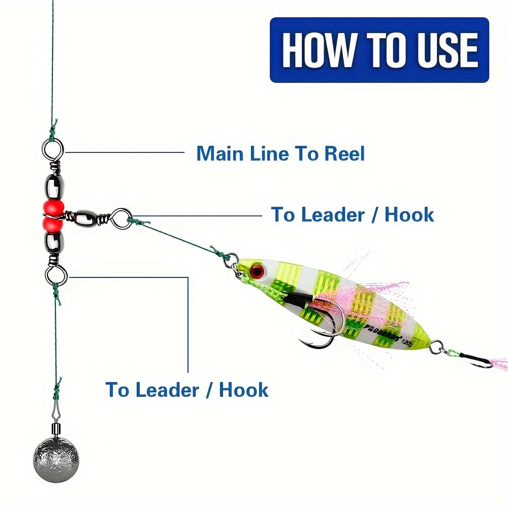 Alpine Outdoor Supplies 60-pack of fishing three-way swivels, T-shape barrel, line connectors, suitable for catfish rigs, 20-90 lbs.