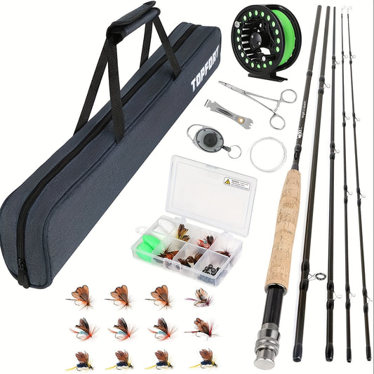 Fly Fishing Rod and Reel Combo Starter Kit, 4 Piece Lightweight Ultra-Portable Graphite Fly Rod