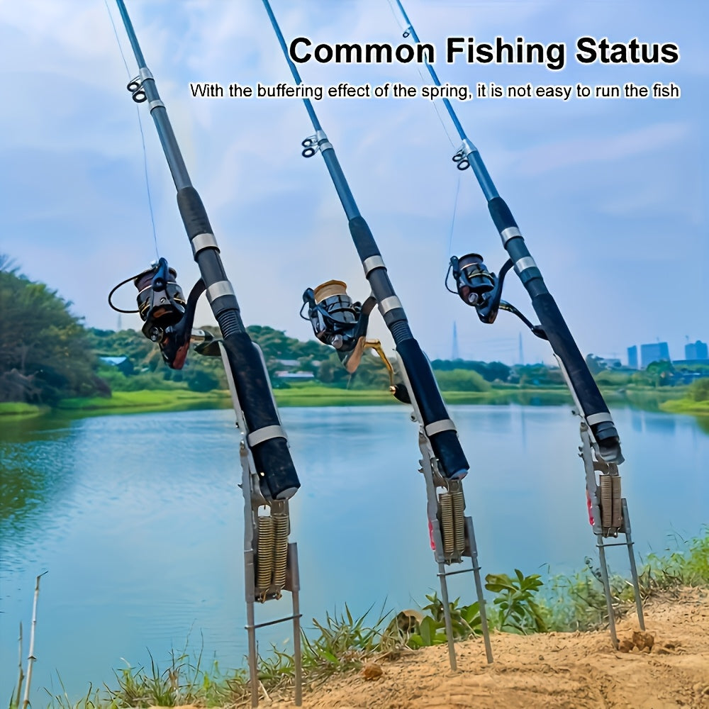 Auto-Deploy Fishing Rod Holder - High Sensitivity & Dual Spring Activation, Stainless Steel, Rust-Resistant