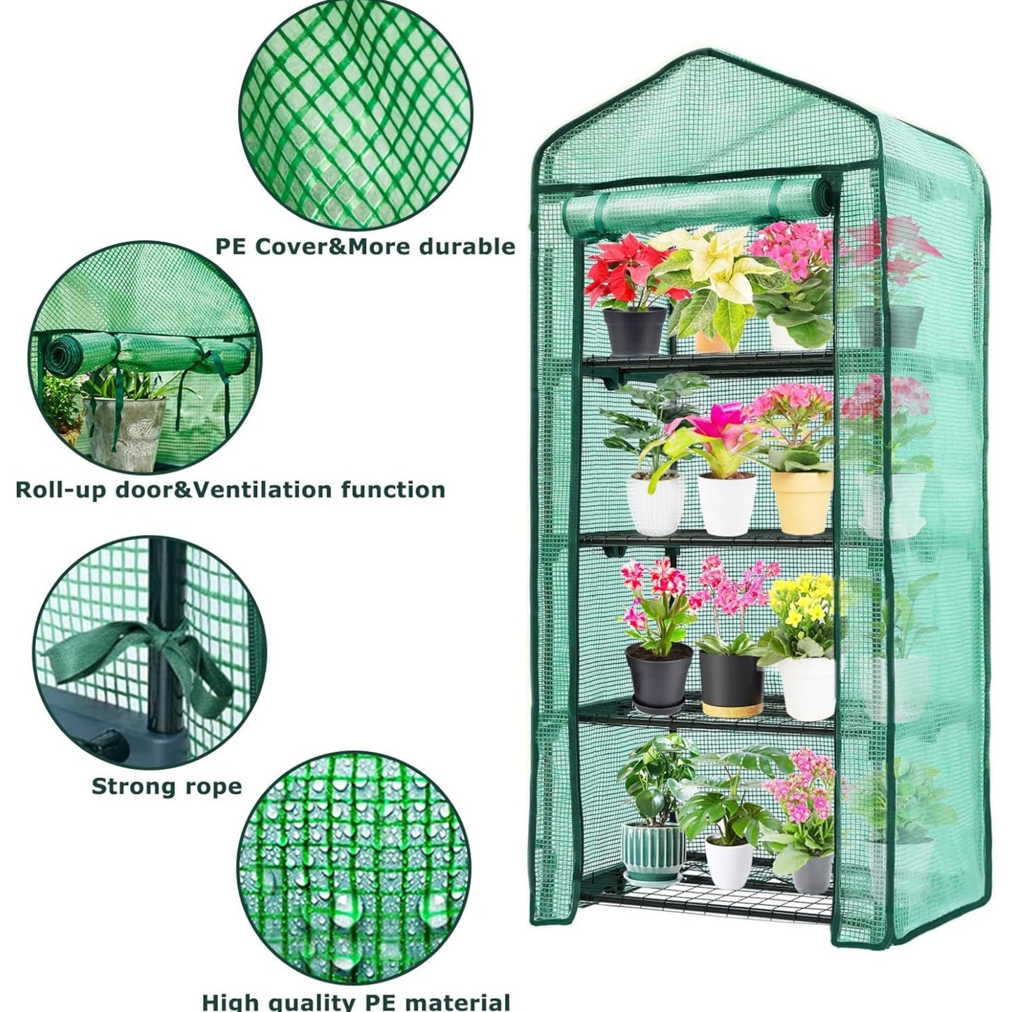 Mini Greenhouse, Plant Green House, Rack Stand Portable Greenhouses for Outdoor & Indoor with Strong Reinforced PE Cover