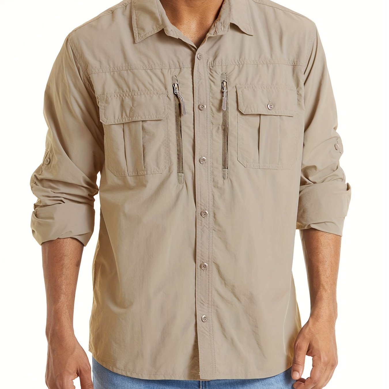 Men's Outdoor Quick Dry Shirts Long Sleeve Button