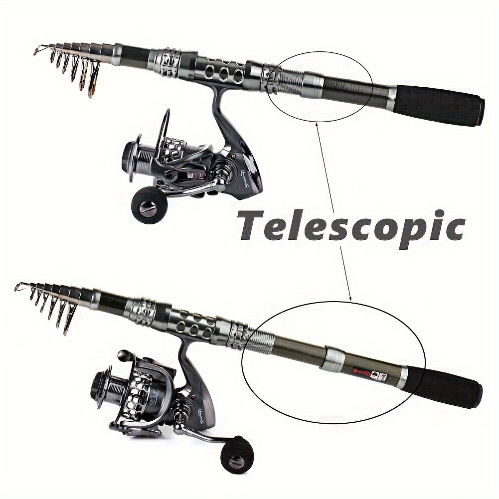 70.87inch-94.49inch Spinning Fishing Rod and 13+1BB Reel Combos Portable Telescopic Fishing Pole Spinning reels for Travel