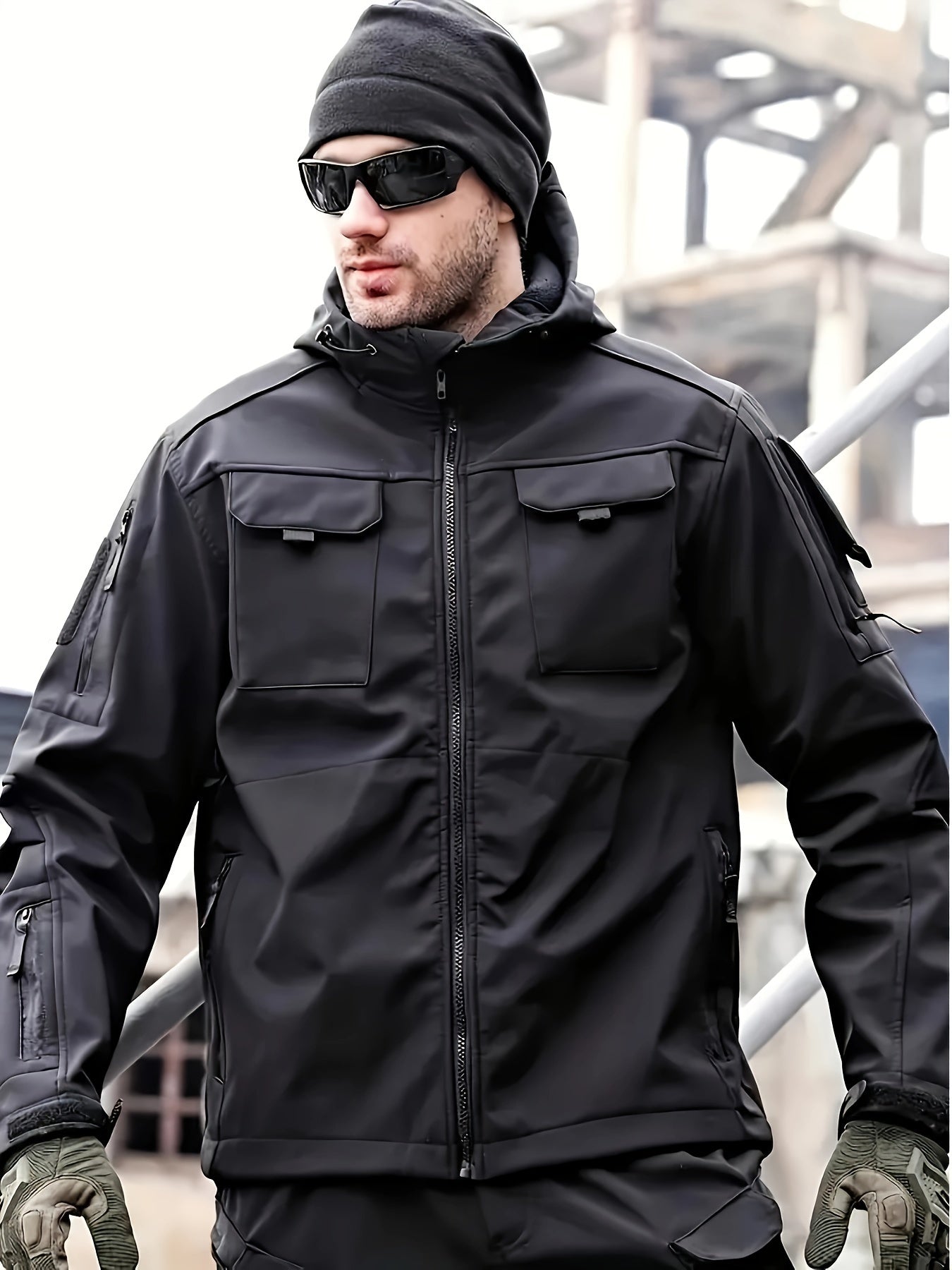 Men's Outdoor Zippered Jacket with Pockets