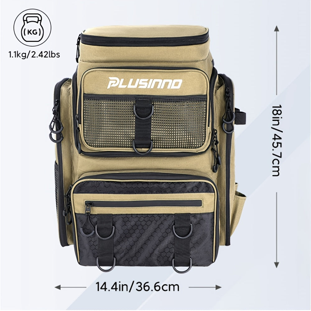 Fishing Backpack with Rod Holders, 42L Large Water-resistant Fishing Tackle Bag