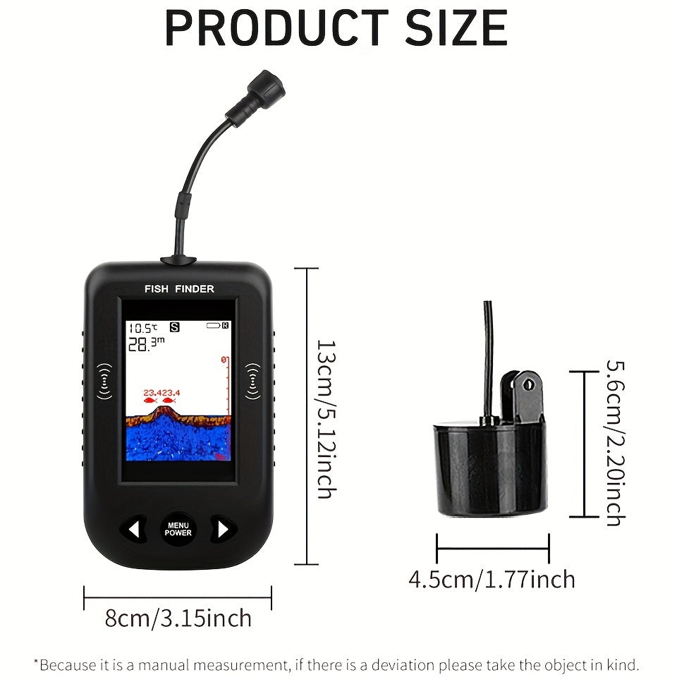 Portable Fish Finder Fishing Sonar Sounder 100M Depth Range 45 Degrees Sonar Coverage