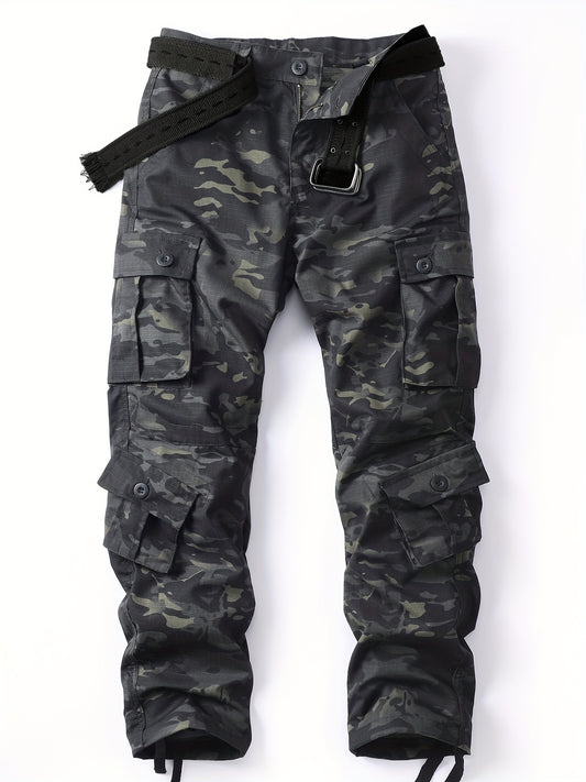 Men's Camo Cargo Pants - Lightweight, Ripstop, Multi-Pocket Design - No Belt Included